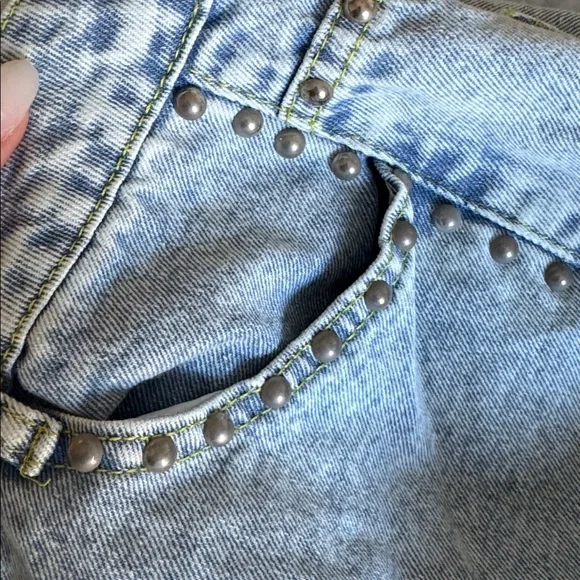 Women's Light Blue Flared Jeans with Silver Stud Accents - Picture 8 of 12